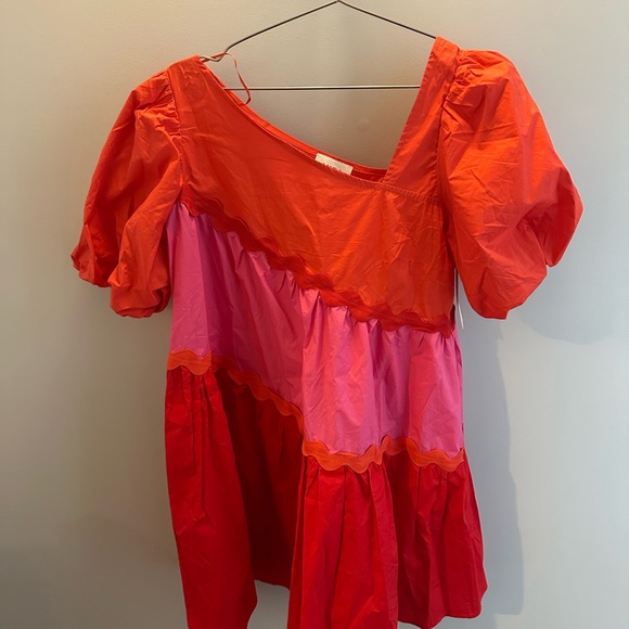 EVERYONE'S FAVORITE RED MULTICOLOR RICKRACK MINI DRESS - Picture 5 of 9